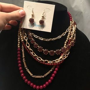 Layered necklace and earrings set